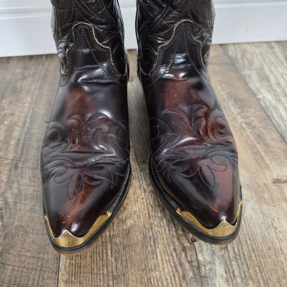Vintage Laredo Burgundy Leather Cowboy Boots Men’s 10.5 D Made USA Western